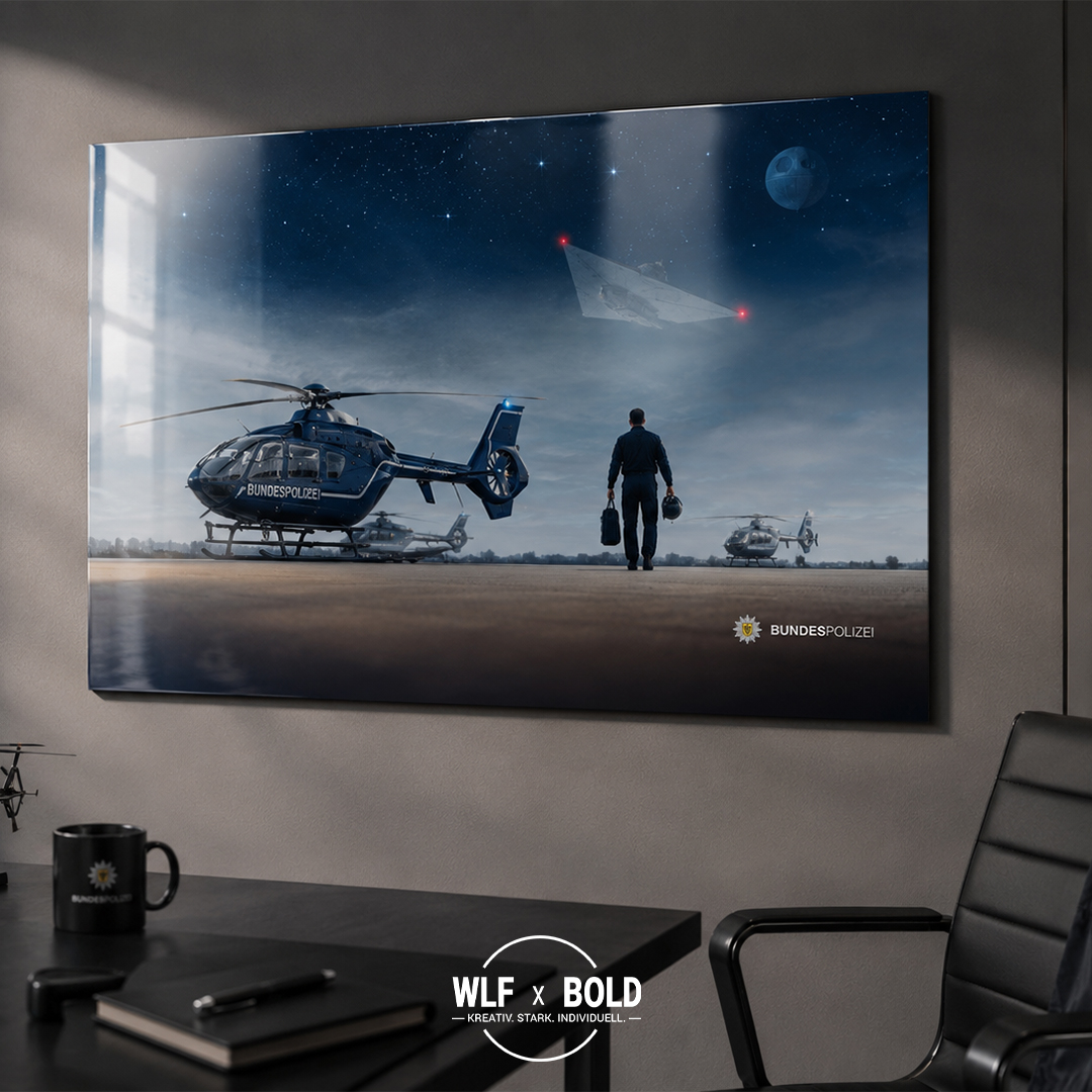 Metallposter Bundespolizei Heli